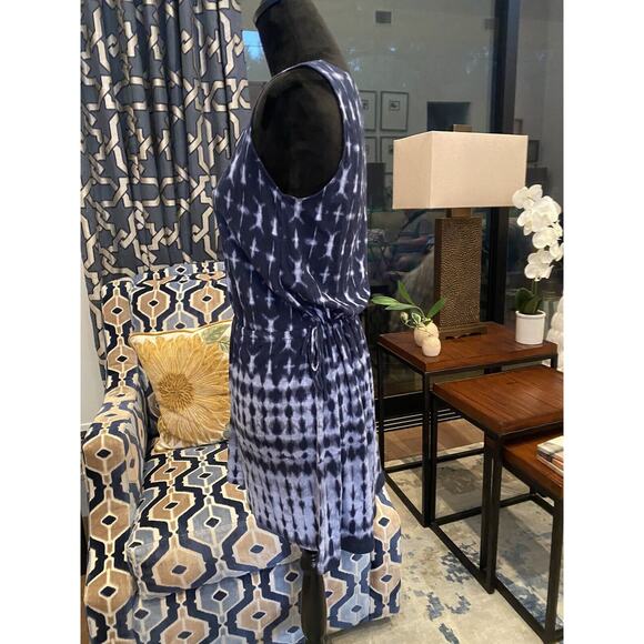 Pure Jill Womens Sundress Blue Tye Die XS Petite Short Length Linen Blend New - Picture 2 of 7